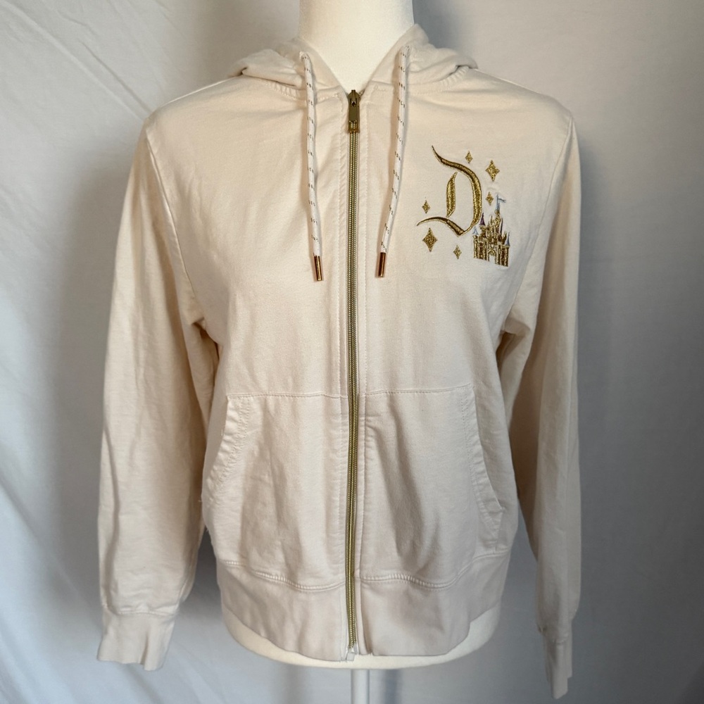 Disney Resort D70 anniversary Cream zip up Jacket with Gold embroidery